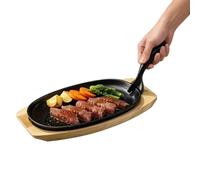 Générique Poêle En Fonte avec manche antiadhésive de cuisson ovale sûre | Poêle Gril Fer Pour Maison Restaurant Cuisine Barbecue d'Intérieur Camping Fête Four Poisson Bacon