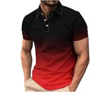Générique Polo Homme Coton, Chemises pour Hommes à Manches Courtes, col boutonné, dégradé, habillées, décontractées, pour Le Travail et l'été