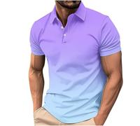 Générique Polo Homme Manches Courtes Coton, Chemises pour Hommes à Manches Courtes, col boutonné, dégradé, habillées, décontractées, pour Le Travail et l'été