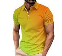 Générique Polo Homme Manches Courtes Coton, Chemises pour Hommes à Manches Courtes, col boutonné, dégradé, habillées, décontractées, pour Le Travail et l'été