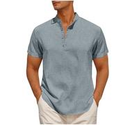 Générique Poloshirt Homme Polo Été Coton Lin Teeshirt Doux Léger Teeshirt Mode Fincut Tshirt Golf Travail Tee Shirt Extensible Quotidien Vêtements Mes Commandes Passées Gris M