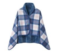 Générique Poncho Femme Polaire Plaid Châle Polaire Cape Hiver Chaud avec Boutons Couverture à Carreaux Poncho Surdimensionné Deux Tailles