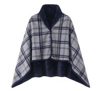 Générique Poncho Femme Polaire Plaid Châle Polaire Cape Hiver Chaud avec Boutons Couverture à Carreaux Poncho Surdimensionné Deux Tailles