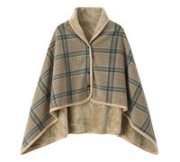 Générique Poncho Femme Polaire Plaid Châle Polaire Cape Hiver Chaud avec Boutons Couverture à Carreaux Poncho Surdimensionné Deux Tailles