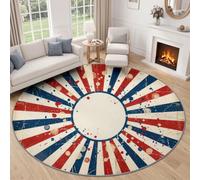 Générique Pop Art Classique Tapis Rond Salon 180 cm, Vintage Américain Line Art Antidérapant Poils Courts Tapis De Sol Ronds Décoration, pour Salon Chambre Cuisine Balcon Terrasse, Beige Clair