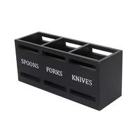 Générique Porte-Couverts en Bois Noir à 3 Compartiments - Ustensile de Cuisine Polyvalent pour Fourchettes, Cuillères, Couteliers
