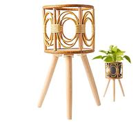 Générique Porte-d'Intérieur en Rotin,Étagère en Bois Bohème Fait Main,Tabouret-étagère de Sol - pour Salon, Chambre, Succulentes, Intérieur, Extérieur, Patio, Balcon, Jardin,