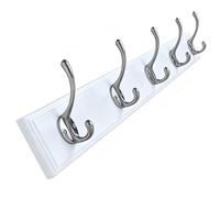 Générique Porte Manteau Mural Bois, Crochets Mural Muraux Double | Cintre Décoratif Vintage, Arrondi et Résistant aux Rayures, pour Entrée, Salle de Bain et Cuisine(Blanc,5hook)