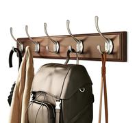 Générique Porte Manteau Mural Bois, Crochets Mural Muraux Double | Cintre Décoratif Vintage, Arrondi et Résistant aux Rayures, pour Entrée, Salle de Bain et Cuisine(Brown,5hook)
