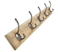 Générique Porte Manteau Mural Bois, Crochets Mural Muraux Double | Cintre Décoratif Vintage, Arrondi et Résistant aux Rayures, pour Entrée, Salle de Bain et Cuisine(Natural,5hook)