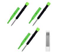 Générique Porte-mines haute précision 3 pièces avec 12, Green | Pointe métallique de 2, 8 mm avec 12 recharges pour le travail du bois et les projets, marquage précis de haute
