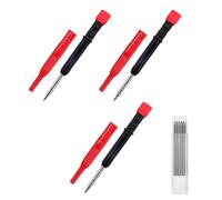 Générique Porte-mines haute précision 3 pièces avec 12, Red | Pointe métallique de 2, 8 mm avec 12 recharges pour le travail du bois et les projets, marquage précis de haute