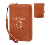 Générique Porte-Passeport, Organisateur Imperméable PU avec Blocage, Portefeuille De Passeport Et De Cartes pour Femmes en Voyage, pour Documents Argent Billet Avion Vacances Famille Affaires
