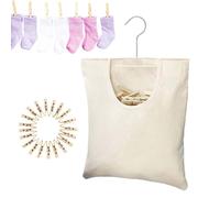 Générique Porte-Pinces à Linge - Sac en Toile pour Corde à Linge,20 Pinces Incluses Poche Accrochable pour Couvertures Serviettes