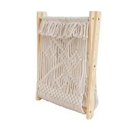 Générique Porte-revues décoratif élégant de rangement de bureau portable en macramé avec cadre en bois pour livres, magazines et autres paniers de rangement pliables