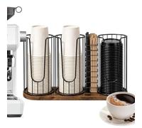 Générique Porte-tasse à café Rack à vaisselle 4 compartiments base en bois | Support pour Gobelets en pour le comptoir, boutique boissons, bar, table de fête, cafétéria, salle pause