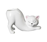 Générique Pot de Fleurs Faisant Office de de Vase. Céramique pour L'intérieur, en Forme de Chat élégant. Idéal comme Cadeau pour Les, Blanc