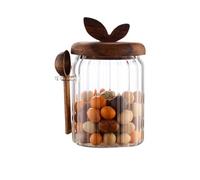 Générique Pot de stockage scellé en verre borosilicaté et cuillère pour la conservation scellée des aliments, organisation de la cuisine, pot de stockage de cuisine d ' apparence rayée