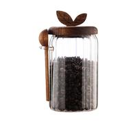 Générique Pot de stockage scellé en verre borosilicaté et cuillère pour la conservation scellée des aliments, organisation de la cuisine, pot de stockage de cuisine d ' apparence rayée