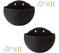 Générique Pot Suspendu Exterieur Demi Cercle - 2 Pieces 21 Cm Pot De en Demi - Cercle en Rotin De Style Européen - avec Crochets Et Vis-pour Extérieur, Intérieur, Maison, Balustrade, Balcon