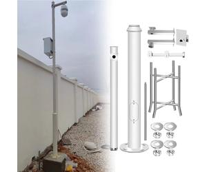 Générique Poteau et Support pour caméra de sécurité extérieure - Support de Surveillance Complet pour éclairage Public, Cours et parkings - Hauteur : 350 cm, 2 Sections, kit de sécurité renforcé