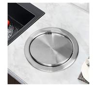 Générique Poubelle encastrable Ronde en Acier Inoxydable avec Couvercle à charnière intégré, goulotte à déchets intégrée, pour Cuisine (argentée, Ouverture de 22 à 26 cm).