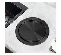 Générique Poubelle encastrable Ronde en Acier Inoxydable avec goulotte à déchets intégrée, Couvercle à charnière Rond, Poubelle de Cuisine encastrée avec œillet (Noire, Ouverture de 18-19 cm