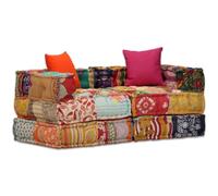 Générique Pouf modulaire à 2 Places Patchwork Tissu,Coussins de chaises & canapés,244977