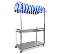 Générique Présentoir de Rangement à Plusieurs Niveaux, Chariot de Restauration Mobile et Portable, Support Pliable pour la présentation des Aliments avec auvent Pare-Soleil, étal de Vendeur sur Roues