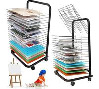 Générique Présentoir Mobile Pliable pour Exposition, étagère publicitaire autoportante, Panneau de galerie, séchoir à 25 étagères pour œuvres d'art - Rangement Roulant en