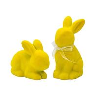 Générique Rabbit Statue - 2 Pieces Flocked Easter Animal Statue - Resin Bunny Sculpture,for Easter Home Tabletop Shelf Spring Display Party Centerpiece Tiered Tray