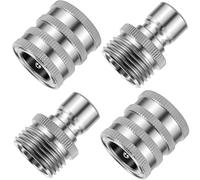 Générique Raccord De Tuyau Raccord Rapide for Tuyau D'arrosage, 8/4 Pièces, 3/4 Po, Connecteur Femelle Et Mâle en Acier Inoxydable, Adaptateur for Pompe De Nettoyeur Haute Pression(4PCS Type1)
