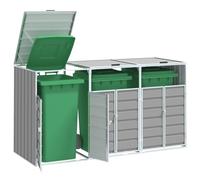 Générique Rangement à roulettes pour poubelles pour Trois bacs Gris Acier,Accessoires pour conteneurs à déchets,Cache-conteneurs à déchets,4006180