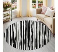 Générique Rayé Tapis Rond 180 cm, Minimaliste Moderne Lignes Dégradé, Super Doux, Lavable et antidérapant pour Salon, Chambre, Chambre d’Enfant, Salle à Manger, Bureau, Coin Lecture, Noir Et Blanc