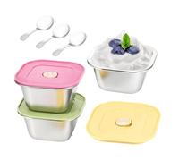 Générique Récipients à Glace, 3 Pièces Pots à Yaourt Réutilisables, avec Couvercle en Silicone 400ml Conservation Glace, Pour Congélateur Frigo Garde-Manger Gâteau Dessert Apéritif Salade