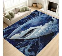Générique Requin Tapis Salon 200x290 cm, Grand Tapis Vague Japonais Poil Court Lavable en Machine Antidérapant Doux pour Chambre Salle De Jeux Bureau Salle à Manger