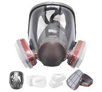 Générique Respirateur facial complet, double filtration, cartouche 40 mm / 1,57 in, lentille ABS antibuée, pour pulvérisation de peinture, usage industriel, soudage, gris
