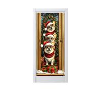Générique Reusable Christmas Door Cover - Festive Fabric Holiday Backdrop | Indoor & Outdoor Winter Holiday Decor | Garage, Party, Housewarming & Photography