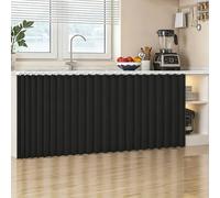 Générique Rideau Anti Poussière Autoadhésif,Rideau De Penderie Pliable,Rideaux Coulissant,Rideaux De Placard avec Rails Silencieux,Panneaux Coulissants,Cache Machine À Laver,Noir,W80xH90cm