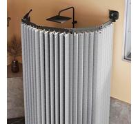 Générique Rideau De Douche sans Perçage avec Tringle,Tringle à Rideau De Douche en L/U,Ventouse Ultra-Puissante,Rideau De Douche Pliable, à Angle Réglable,pour Baignoire,Light Gray,5 Folds