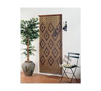 Générique Rideau de Porte en Perles Olives de Bois Verni avec Motifs Losanges 90 x 200 cm - Morel