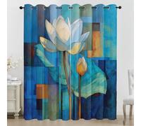 Générique Rideau Lotus Rideaux Chambre Salon Géométrie Abstraite Rideau Occultant Thermique Isolant Anti-Chaleur Phonique Lot de 2 Rideaux à Oeillets 140x225 cm B157y