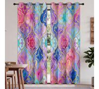 Générique Rideau Occultant Aquarelle Abstraite, Géométrie Motifs Lignes Dorées Motif Rideaux Thermiques à Oeillets, Rideaux Imprimé pour Salon Chambre Fenetre Décoration, 70 X 240 cm (LxH), Lot de 2