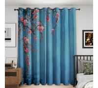 Générique Rideau Occultant Fleuri Bleu, 140x260 (LxH), 2 Pieces