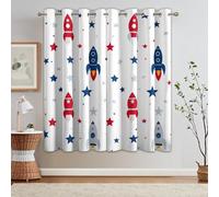 Générique Rideau Occultant Fusée Spatiale, Rideaux Thermiques, Motif Enfant Garcon, Decoration Maison, Tenture à Oeillets pour Salon Chambre Fenetre, L 75 x H 166, 2 Pièces - Q504