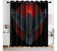 Générique Rideau Occultant Gothique Isolation Thermique et Réduction du Bruit 75L X 166H cm (2 Panneaux) - Rideaux Viking Sombre Animal Corbeau avec Oeillets pour Chambre Salon