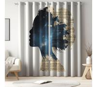 Générique Rideau Occultant Imprimés Abstrait Musique, Rideaux Isolant Thermique à Oeillets Romantique Femme Espace pour Salon Chambre,2 Rideaux et Draperies L 117 x H 137 cm