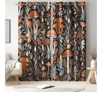 Générique Rideau Occultant Imprimés Campagne Botanique, Rideaux Isolant Thermique à Oeillets Mignon Champignon Baies pour Salon Chambre,2 Rideaux et Draperies L 140 x H 200 cm
