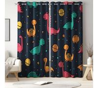 Générique Rideau Occultant Imprimés Dessin Animé Dinosaure Tenture Opaque à Oeillets Draperies Mignon Animal Planète Lot de 2 Rideau Thermique Isolant pour Chambre Salon L 140 x H 240 cm