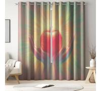 Générique Rideau Occultant Imprimés Fantaisie Paix Tenture Opaque à Oeillets Draperies Rêveur Pomme Lumière Lot de 2 Rideau Thermique Isolant pour Chambre Salon L 117 x H 137 cm
